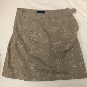 Jcrew khaki floral embroidery mini skirt